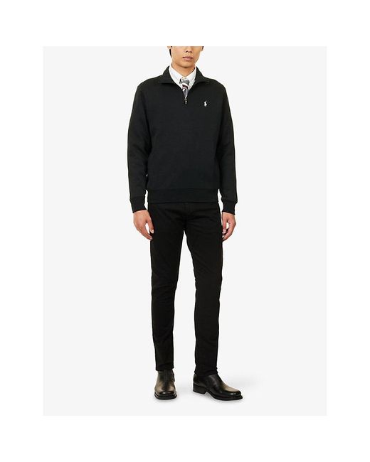 Polo Ralph Lauren Black Embroidered-Logo Long-Sleeve Cotton-Jersey Sweatshirt for men