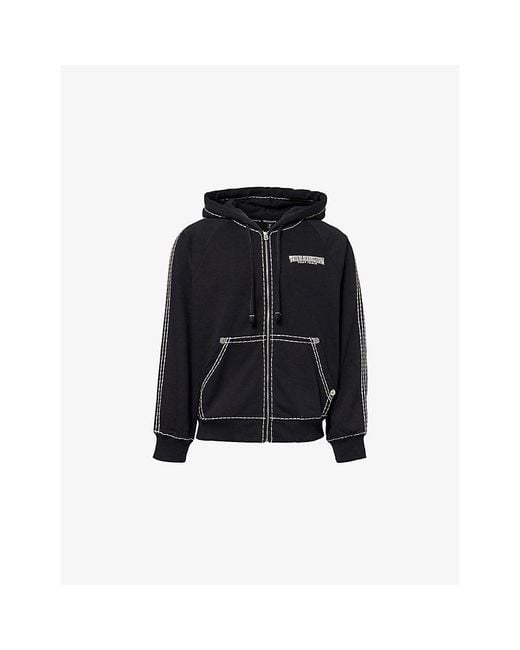 True Religion Black Super T Boxy-Fit Cotton-Blend Hoody for men
