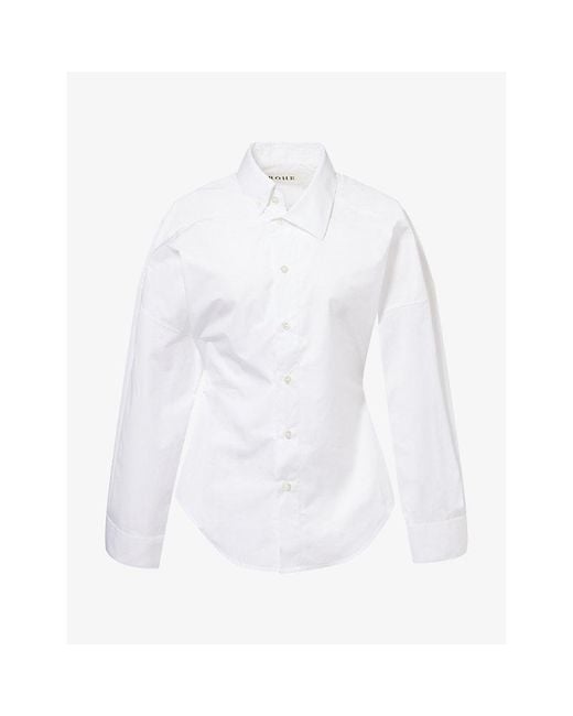 RÓHE Frames White Uneven-Collar Fitted Cotton Shirt