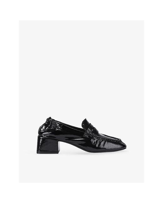 Steve Madden Black Estee Heeled Patent-Leather Loafers