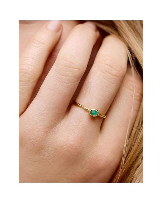 Monica Vinader Metallic Odyssey 18Ct Vermeil-Plated 925 Sterling And Onyx Stacking Ring