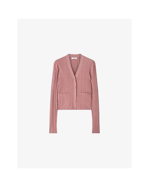 Joseph Pink Sinai Plissé Knitted Cardigan