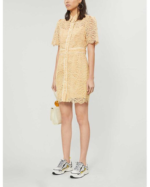 Sandro Yellow Live Embroidered-floral Lace Mini Dress