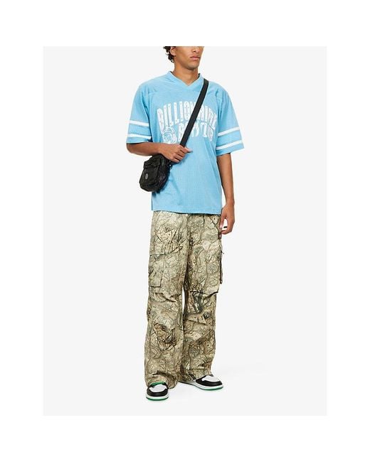 BBCICECREAM Blue Arch Logo Mesh Woven T-Shirt for men
