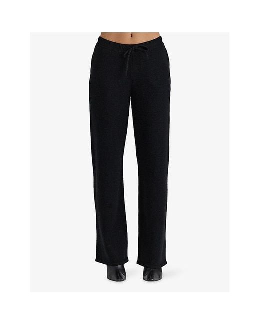 House Of Cb Black Chelsea Wide-Leg Knitted Trousers