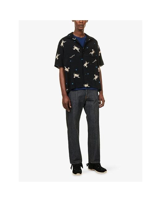 Visvim Black Crosby Printed Rayon Shirt for men