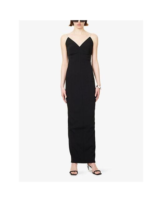 Rick Owens Black Maillot V-Neck Woven Gown
