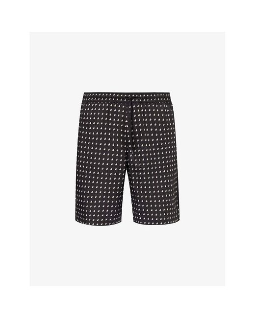 Emporio Armani Gray Drawstring-waist Printed Woven Shorts for men