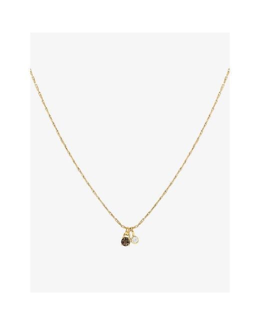Astrid & Miyu Metallic Pendant 14Ct- Lab-Grown Diamond And Smokey Quartz Pendant Necklace
