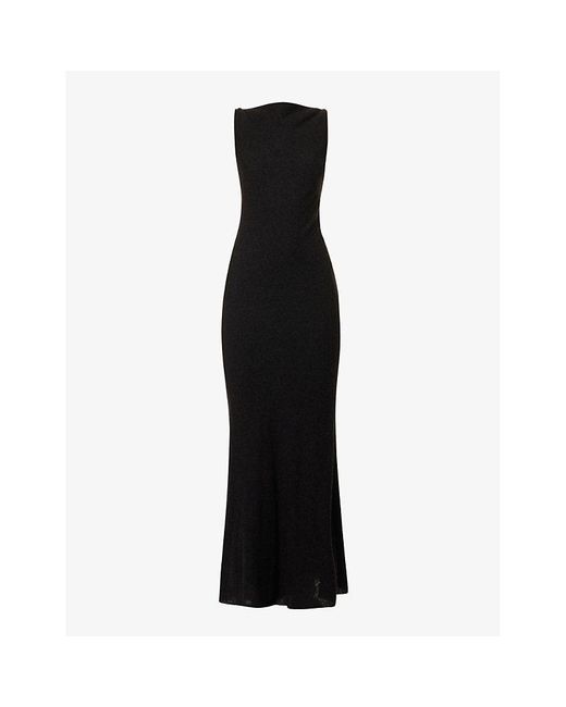 Gabriela Hearst Black Seren Boat-neck Virgin-wool Blend Maxi Dress