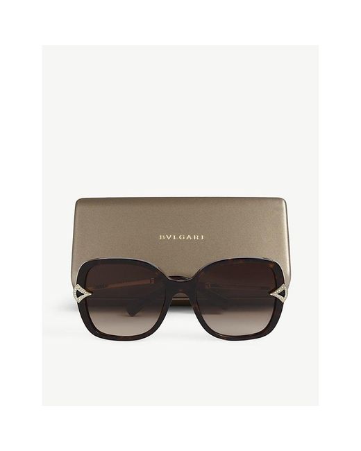 BVLGARI Brown Bv8217 Square-frame Havana Sunglasses