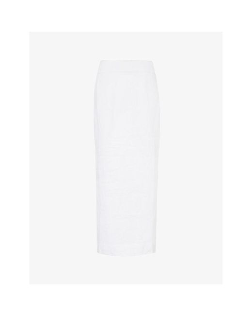 Posse White Emma Mid-rise Linen Maxi Skirt