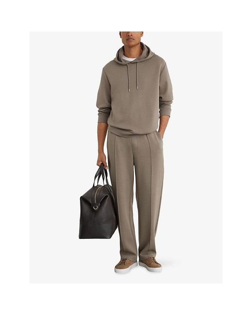 Reiss Gray Dane Relaxed-Fit Jersey Hoody for men