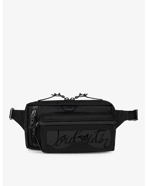 Christian Louboutin Black Loubideal Logo-embellished Woven Belt Bag for men