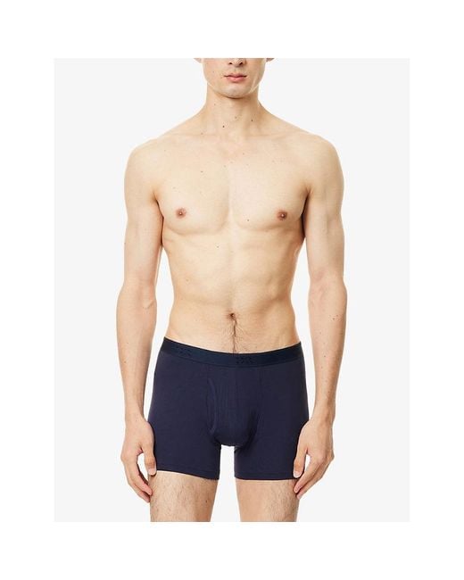 Derek Rose Blue Alex Branded-Waistband Stretch-Jersey Trunks for men