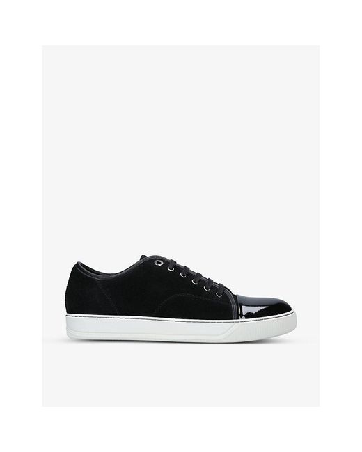 Lanvin Black Dbb1 Contrast-sole Suede And Leather Low-top Trainers for men