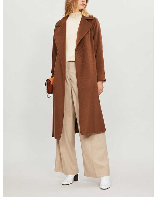 Max Mara Manuela Camel Hair Wrap Coat in Brown Lyst