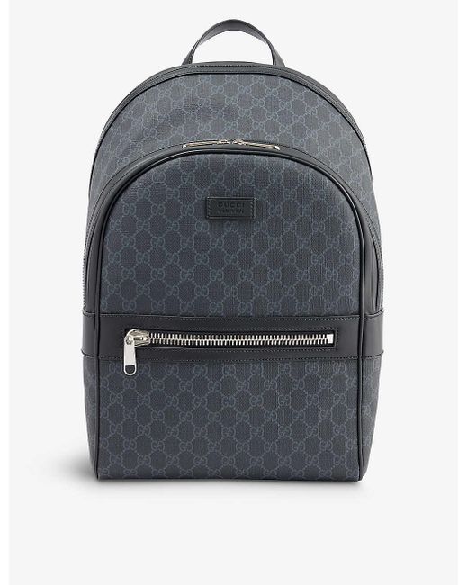 Gucci Gray Monogram-embellished Coated-canvas And Leather Backpack for men