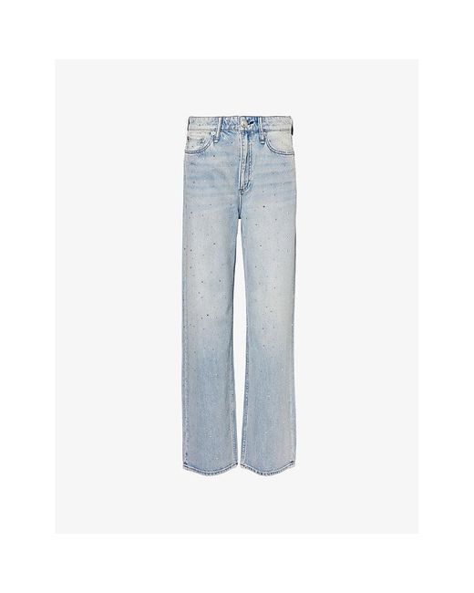 Rag & Bone Blue Logan Faded-wash Wide-leg Mid-rise Denim Jeans