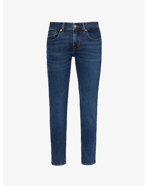 7 For All Mankind Blue Slimmy Slim-fit Tapered-leg Stretch-denim Jeans for men