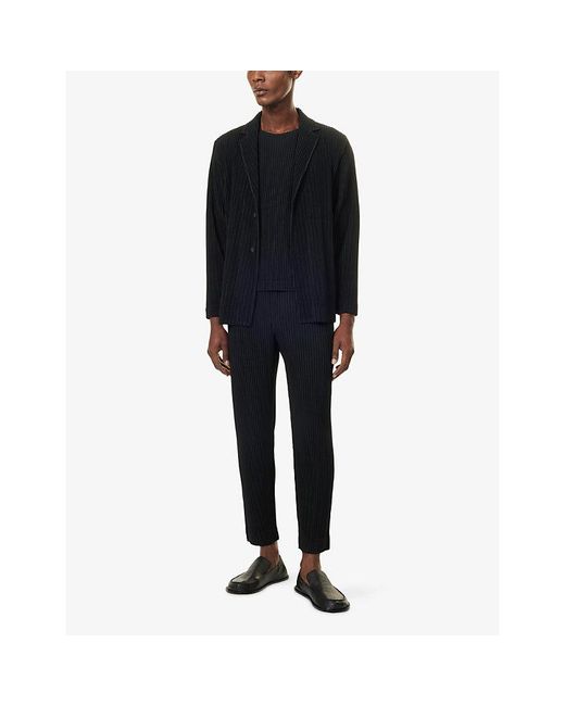 Homme Plissé Issey Miyake Black Basics Single-Breasted Knitted Blazer for men