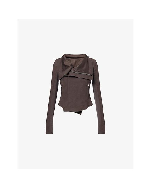 Rick Owens Multicolor Classic Biker Cropped Wool Jacket