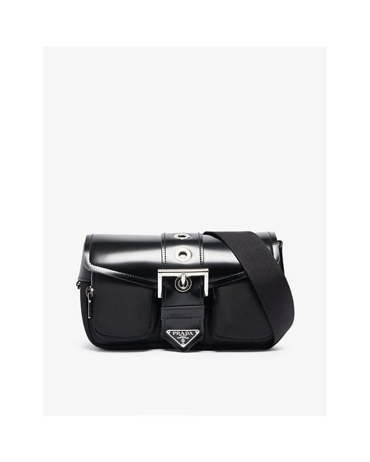 Prada Pocket Buckle-embellished Recycled-nylon Cross-body Bag in Black
