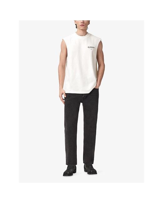 AllSaints White Underground Graphic-Print Sleeveless Cotton T-Shirt for men