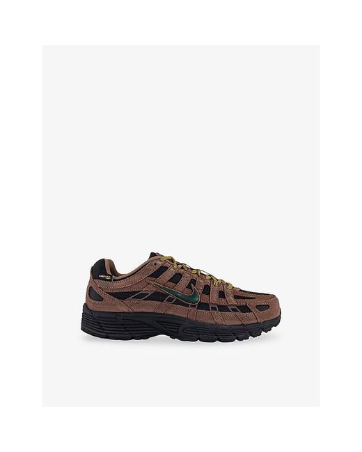 Nike Brown P-6000 Suede And Woven Trainers for men