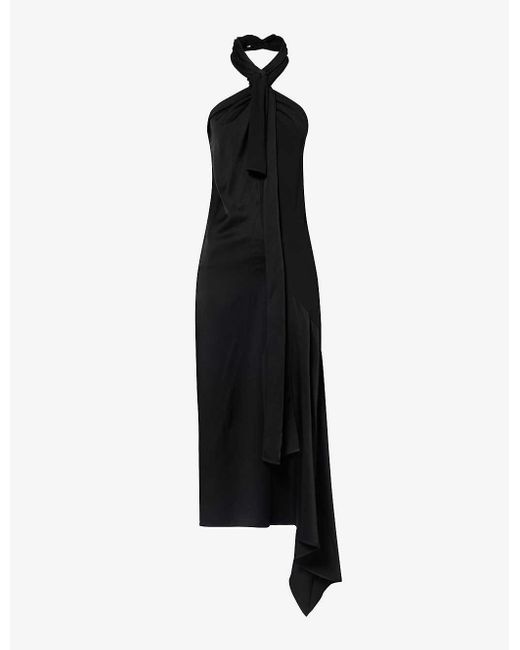 Givenchy Black Lavaliere Halterneck Woven Midi Dress