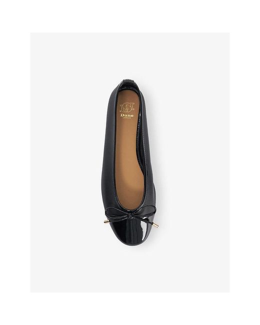 Dune Black Haliah Patent-Leather Ballet Flats
