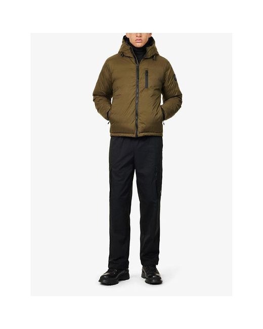 Canada Goose Green Lodge Logo-Patch Shell-Down Hooded Puffer Jacket for men
