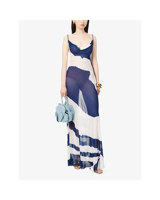 Rat & Boa Blue Aralia Printed Woven Maxi Dress
