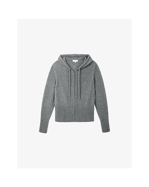 The White Company Gray Relaxed-Fit Zip-Through Cotton-Blend Hoody