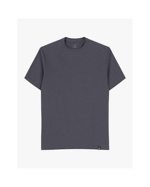Boggi Blue Short-Sleeved Branded-Tab Stretch-Cotton T-Shirt for men