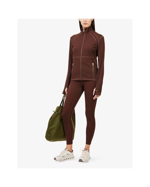 Now You Live Brown Clayton High-Neck Stretch-Jersey Jacket