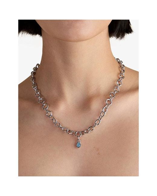Astrid & Miyu Blue March Rhodium-Plated Sterling- And Aquamarine Birthstone Charm