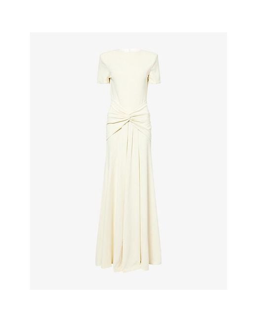 Roland Mouret White Draped Twist Stretch-Jersey Maxi Dress