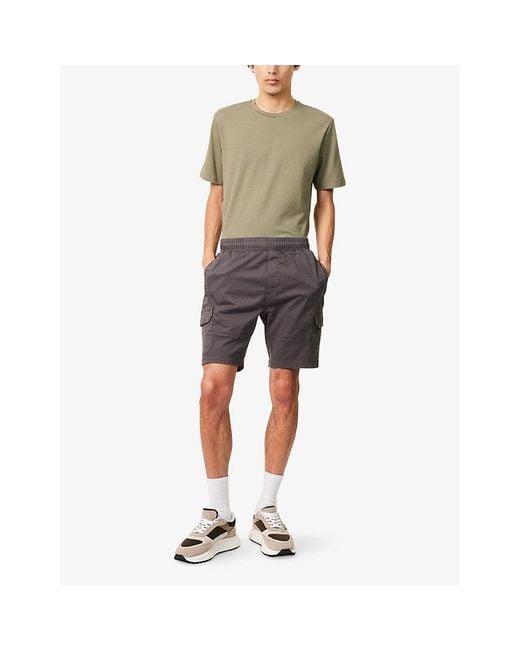Arne Gray Worker Cargo Multi-Pockets Stretch-Cotton Shorts for men