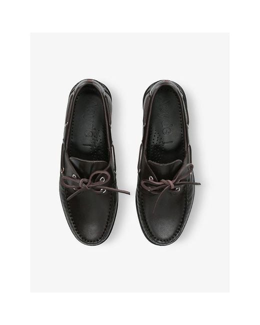 Aeyde Black Harris Leather Moccasin Flats