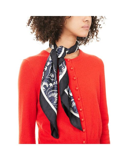 Weekend by Maxmara Blue Square Graphic-Pattern Silk Scarf