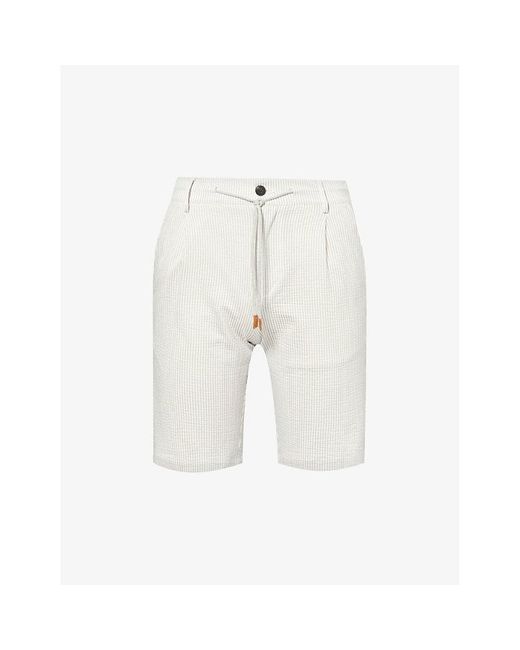 Eleventy White Drawstring-waist Slip-pocket Cotton-blend Shorts for men
