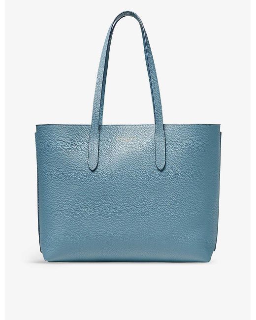 Aspinal Blue Regent Leather Tote Bag