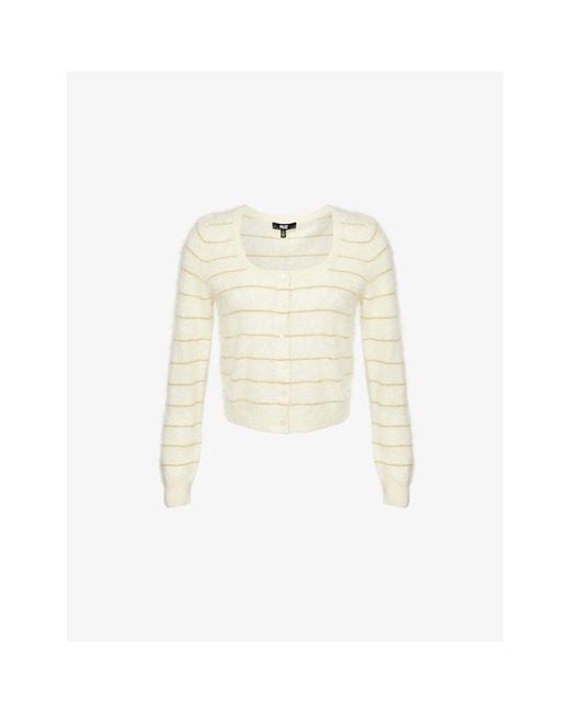 PAIGE White Fortuna Stripe Cashmere Cardigan