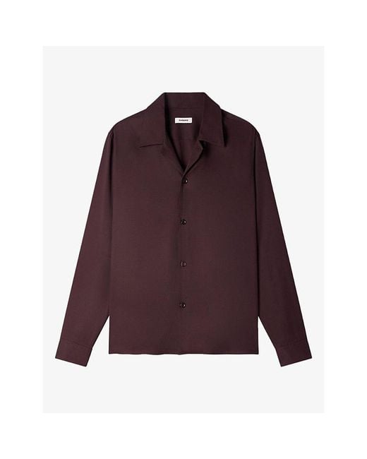 Sandro Purple Spread-Collar Woven Shirt for men