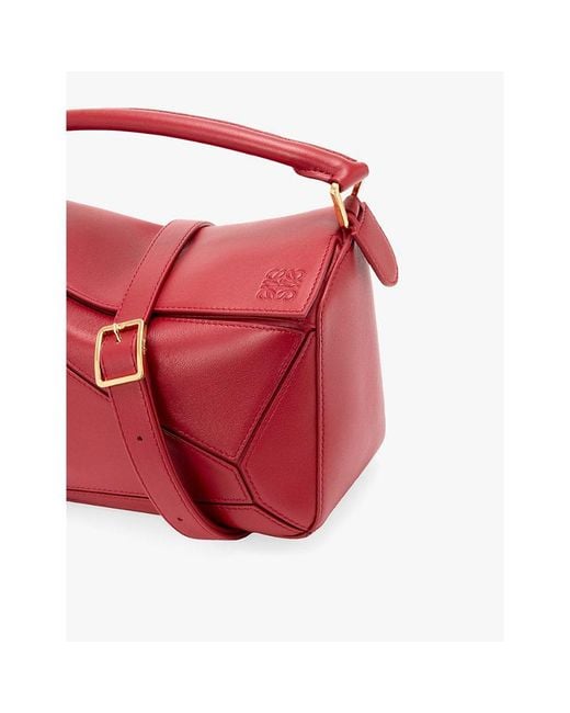 Loewe Red Puzzle Small Leather Top-Handle Bag