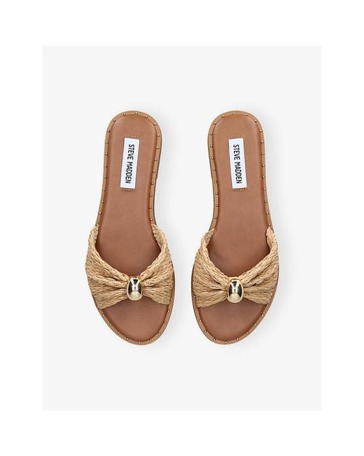 Steve Madden Natural Dipsy Flat Raffia Sandals