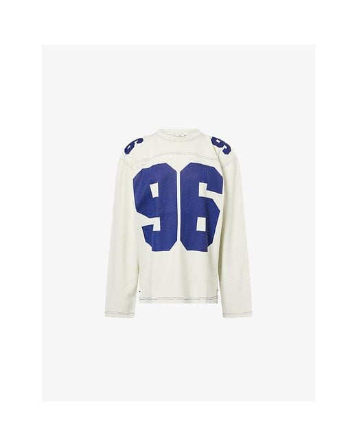 Acne Blue Sports-Jersey Motif Logo Cotton-Jersey T-Shirt