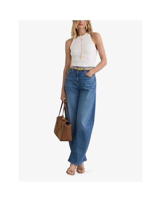 Reiss White Lolana Rib Racerback Cotton-Jersey Vest Top