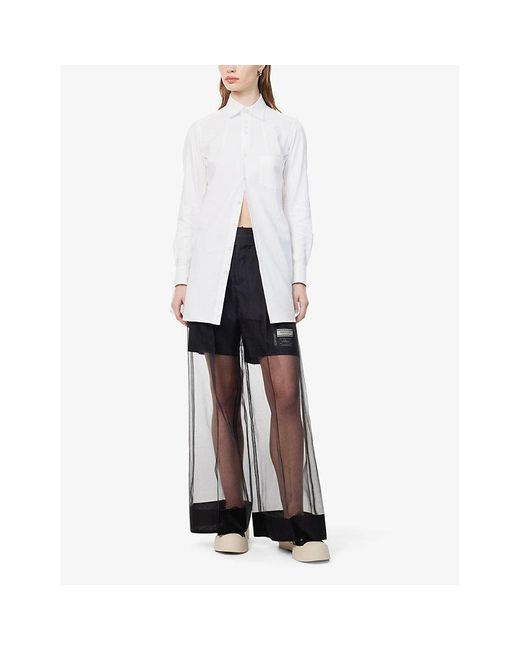 Undercover Gray Logo-patch Wide-leg Relaxed-fit Silk Trousers